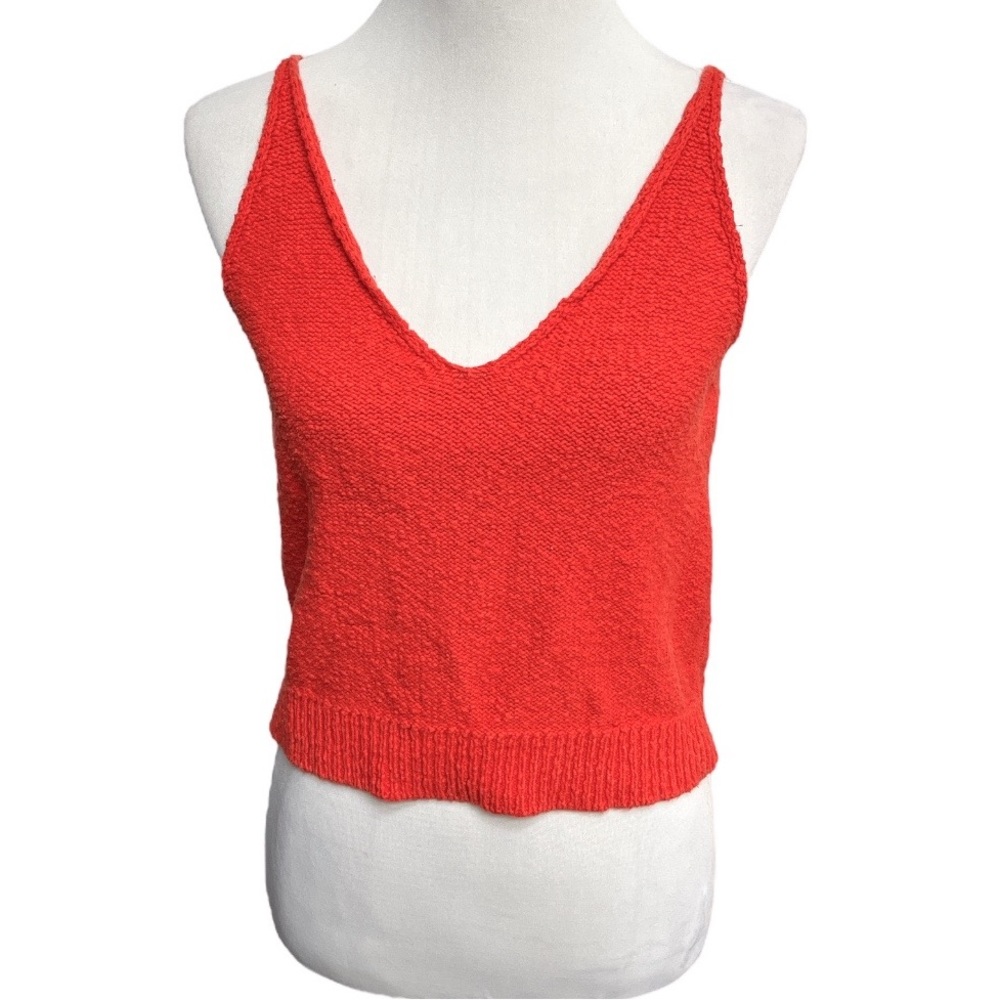 Zara Knit Tank Top Cropped Sweater Blood Orange Size Medium